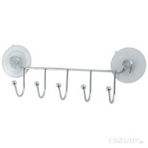 Вешалка 5 крючков 21*7,5*3,5см(2присоски)(хром/пласт)(1/24/48)