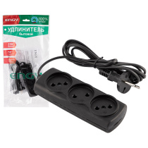 Удлинитель 1,7м/3роз. (ШВВП 2х0,75) черный ENGY "Эконом"(1/60)