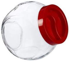Банка Bella 2,0л (боковая) красная пл/кр стекло(6)