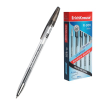 Ручка гелевая черная "R-301 Джел Стик Классик", 0,5мм, прозр. корпус, пласт., Erich Krause (12/12)