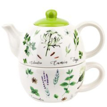 "Душистые травы" Набор 2пр чайник v=380мл, чашка v=350мл керам (1/16)