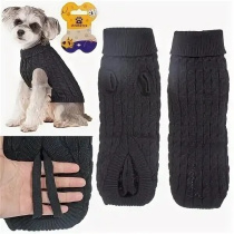Кофта - свитер д/мелких пород собак и кошек "BRO Style" косички, цвет черный, р M (1/1)
