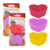 Набор форм для маффинов и желе 6шт "Сердце" (силикон) (12/240)