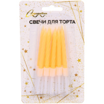 Свечи в торт "Радужный блеск" 10 шт. 7.5 См, оранжевый (50/50)