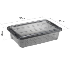 Ящик для хранения с замками КИП 2,8л черный прозрачный (1/10)