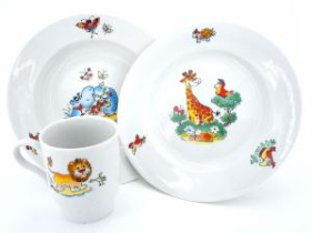 Набор посуды 3 пр. Зоопарк  И.У. (т.200 мм мел., т.200мм глуб.,кружка 210мл Русское поле)(фрф) (1/3)