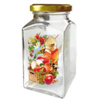 Баночка д/хранения 312мл с мет.кр.КОРЗИНА ЯБЛОК (стекло) (1/8)