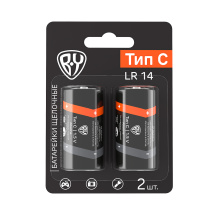 Батарейки Тип C (LR14) 2шт в блистере, щелочные 1.5V BY (6/6/60)