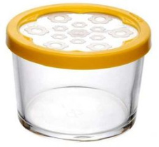 Банка Basic 0,22л малая с желтой биокомпонентной кр. стекло(12)