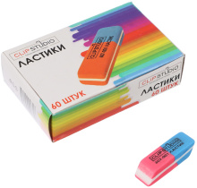 Ластик скошенный красно-синий,д/карандашей и чернил 60шт в кор.(1/60/240)
