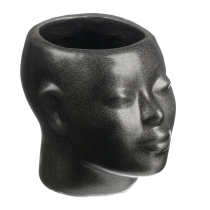 Кашпо цветочное Нефертити, 16x19см, гипс, мокрый асфальт (1)