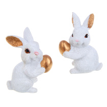 Фигурка в виде зайчика с яйцом, полистоун, 6,5 см., арт 1, 2 диз LADECOR (1/8)