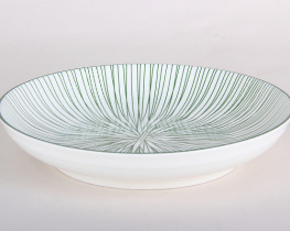 "Line" Тарелка 19см глубокая зеленый фарф.(12/60)