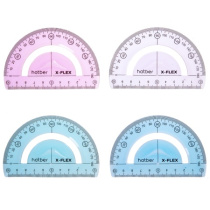 Транспортир Пластиковый гибкий 180 градусов 10см Hatber X-Flex-Ассорти-  в пакете с европо (1/48)