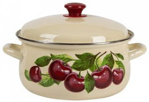 Кастрюля  3,0л сф. с/дек (слоновая) эмаль(1/4)