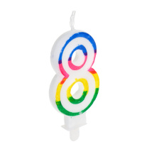 Свеча д/торта в форме цифры, с подставкой (8), парафин, PP Капитан Весельчак (24/24)