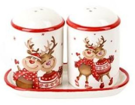 "Рождественские олени" Набор для специй 2пр на подставке (керам) п/у (1/72)