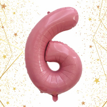 Шар фольгированный 32'/81см "Цифра "6" (розовый) (1/20)
