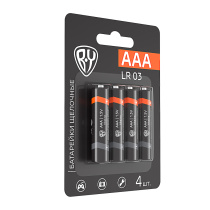 Батарейки AAA (LR03) 4шт в блистере, щелочные 1.5V, высокой ёмкости (10/10/200)