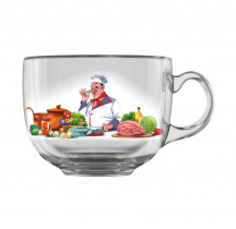 Кружка для бульона 450мл "Шеф-повар" стекло (12)