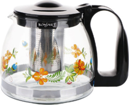 Чайник 1250мл зав. мет. фильтр деколь (жаропрочное стекло) (18)