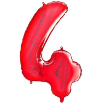 Шар фольгированный 32'/81см "Цифра 4" (красный) (1/20)