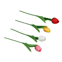 Цветок искусственный тюльпан, 32 см, PU, пластик, жел. провол., 4цв LADECOR (1/12)