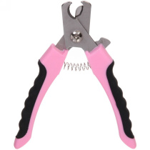 Когтерез д/животных "ЗООУЛЬТРА", пруж.механизм, прорез.ручка-волна,16см, цв. розово/черный (1/12)