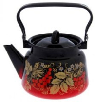Чайник 2,3л (эмаль) с/рис. красно-черный,металл. (1/4)
