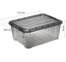 Ящик для хранения с замками КИП 11л Черный прзрачный (полипропилен)(1/5)