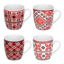 Кружка 250мл, фарфор, "Узоры", 4 диз (8/96)