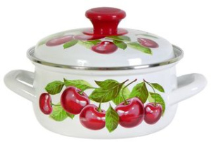 Кастрюля  1,5л сф. с/дек (белая) эмаль(6)