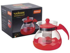 Чайник 1500мл DECOTTO-1500 зав. мет.фильтром, красный (стекло, пластик, нжс) п/у (1/24)