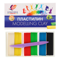 Пластилин "Классика", 6цв, 120 грамм, со стеком, в карт. кор. ЛУЧ (1/40)