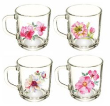 Кружка 200мл "Green tea" Акварельные цветы (4в) стекло(20/1320)