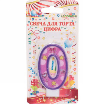 Свеча для торта Цифра Нежность  "0" 6 см (12/12)
