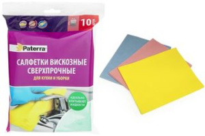 Салфетки вискозные 10шт "СВЕРХПРОЧНЫЕ" 30*38см "Paterra" (1/20)