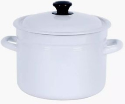 Кастрюля  8,0л цил, б/дек (белая) эмаль.(2)