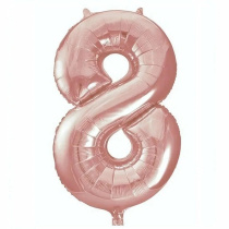 Шар фольгированный 32'/81см "Цифра 8" (розовое золото) (1/20)