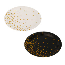 Набор тарелок одноразовых, 6 шт, 18 см, бумага, белый, черный (12/240)