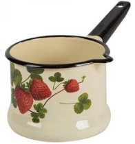 Ковш 1,0л б/кр, с/дек мет/руч (слоновая) эмаль(8)