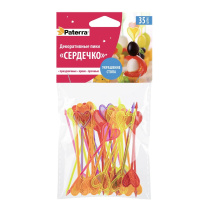 Декоративные пики "Сердечко", 85 мм, 35 шт. в уп., пластиковые, PATERRA (1/100)