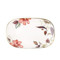 Блюдо сервировочное 20*13*2,5см "Олеандр" с элементами золота (фрф) (6/24)