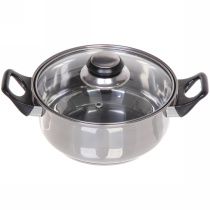 Кастрюля из нерж. стали "Cook" 1,3л со стекл. крышкой 18*8см (1/18)