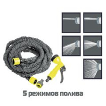 Шланг 15м INBLOOM полив  растягив. с пистолетом-разбрызг и коннектором 1/2" (ткан. оплетка) (1/12)