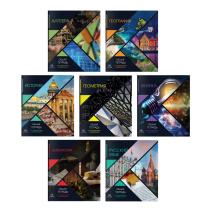 Тетрадь 48л "Предметная" БЕЛЫЕ ЛИСТЫ, обл.карт, ВД лак, скрепка, 7в, справ.мат-л ClipStudio (1/90)