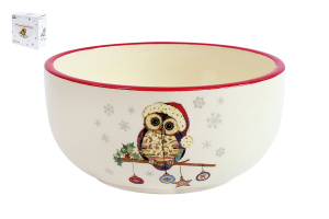 "Owl Christmas" Салатник 14 см*7,5 см п/уп (доломит) (1/12)