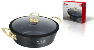 Жаровня 3,0л  вн и внеш АП GRANITE PFLUON покр, руч под золото, ст/кр, инд дно, п/у (алюм) (1/6)