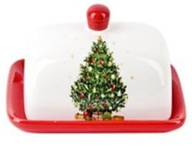 "Новогодняя ель" Масленка 17*12*10см  (керам) п/у (1/60)