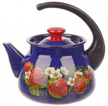 Чайник 3,0л с/дек пластм. ручка (синяя) эмаль(4)